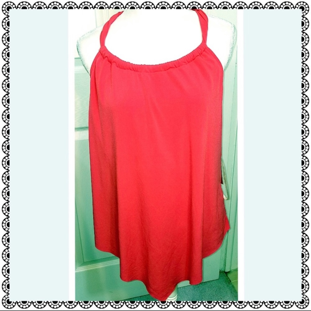 {Miraclesuit} Magic Suit red swim top, sz 16, NWT